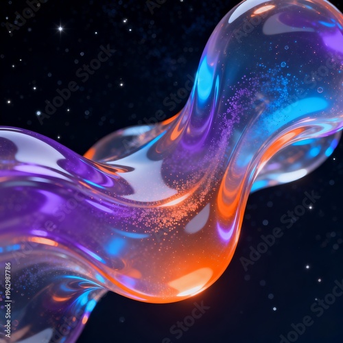 Abstract Liquid Wave with Vibrant Colors in Space