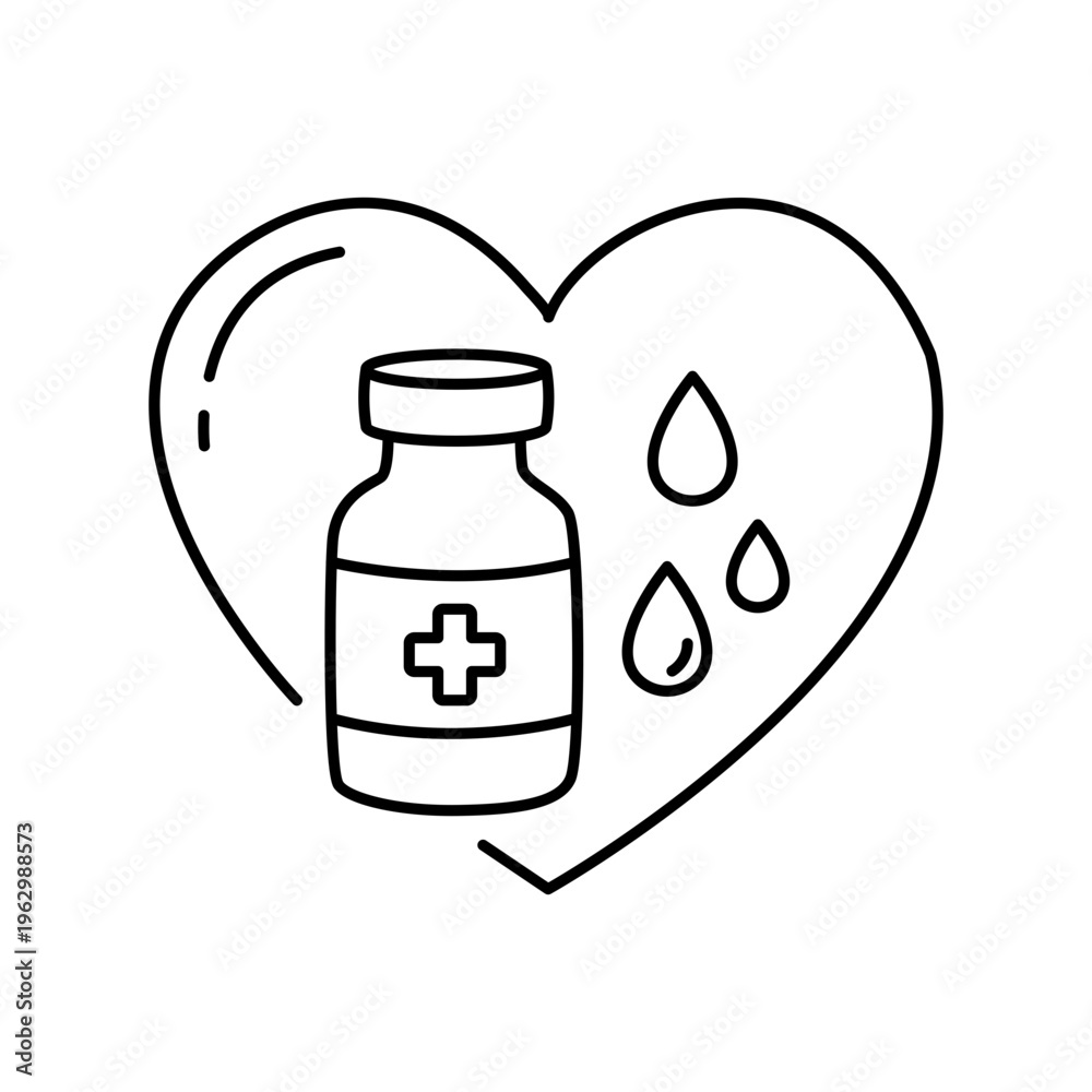Fototapeta premium Vaccine Heart Icon Outline