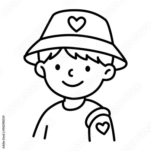 Cute Boy in Bucket Hat Icon