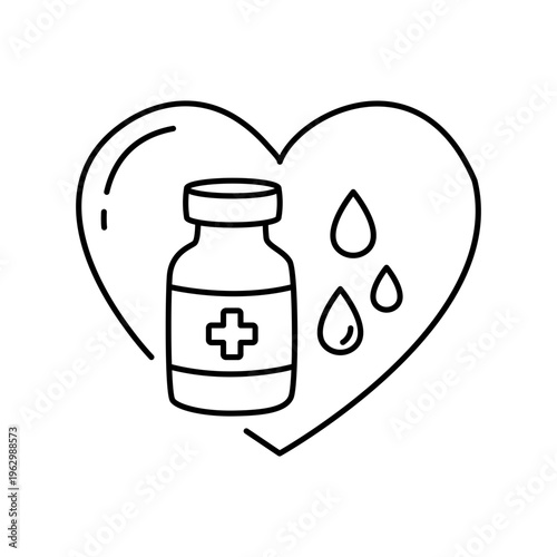 Vaccine Heart Icon Outline