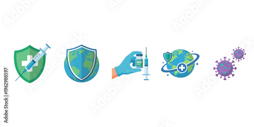 Vaccination and Virus Protection Icons