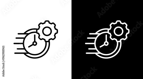 Time Management White Icon Set Design