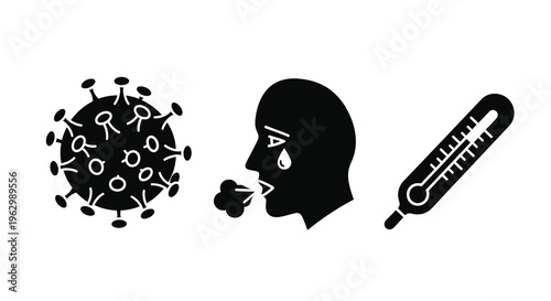 Coronavirus illness and fever represented with a striking silhouette