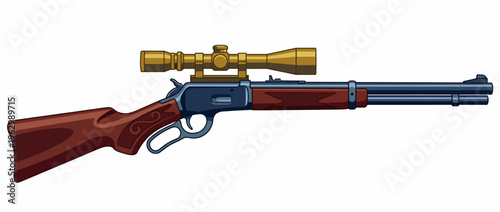 This dynamic representation of a stylized rifle highlights a sleek design with a mounted scope, merging modern artistry with themes of precision and power.