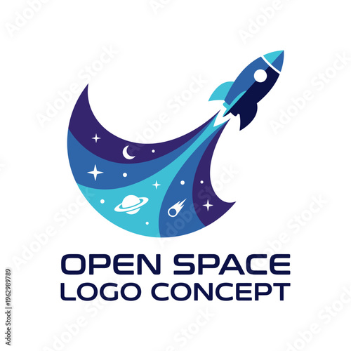 A dynamic logo illustration featuring a rocket launching into a cosmic scene filled with stars and planets, representing innovation, exploration, and limitless possibilities.