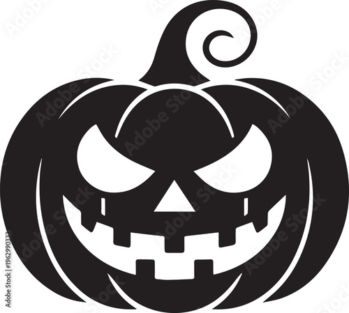 A grinning Jack o lantern pumpkin silhouette in vector format for Halloween
