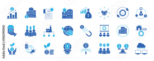 Economic Development icon. Economic Development, Infrastructure Investment, Job Creation, Innovation Hub, Economic Stimulus, Trade Expansion, Sustainable Development and Entrepreneurship Ecosystem