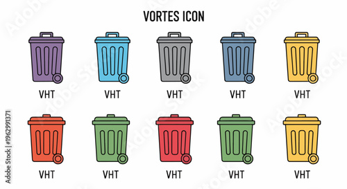 Colorful trash can icons in various hues for design projects needs