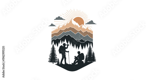 Mountain hiking illustration outdoor adventure travel nature vector design