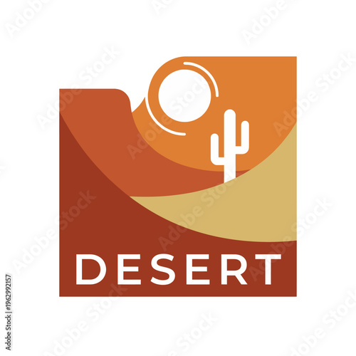 This striking image features a stylized desert landscape with a cactus and sun, representing arid beauty and the serene solitude of nature, perfect for travel and adventure themes.