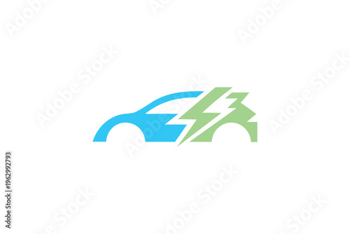 Modern Electric Car Lightning Bolt Logo Design