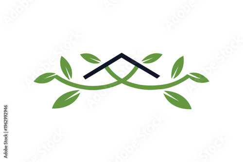 Modern Eco-Friendly House with Leaf Foliage Logo