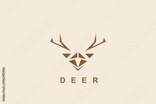 Modern Geometric Deer Head Diamond Logo Vector