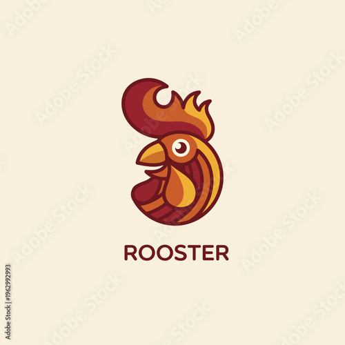This colorful rooster logo design emphasizes creativity and tradition, showcasing a stylized interpretation of a rooster ideal for brands seeking to convey personality and vibrancy.