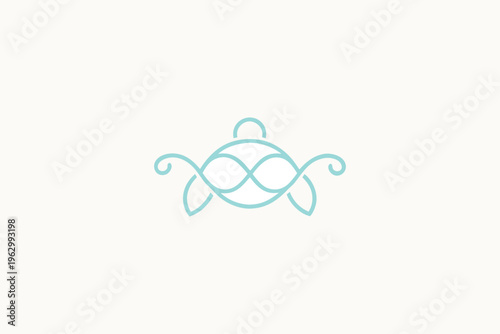Modern Minimalist Turtle Line Art Logo Vector