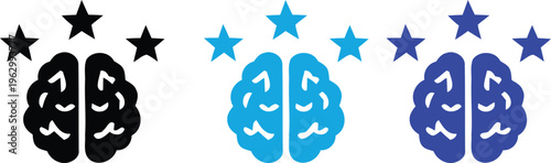Brain hemispheres with stars illustration
