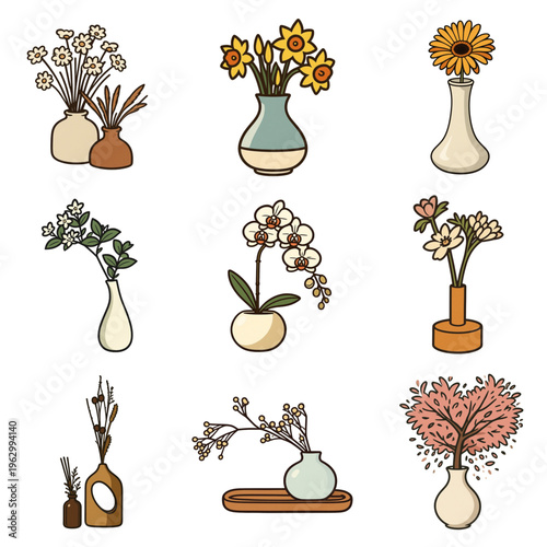 vector set of flowers