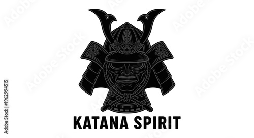 Japanese Samurai Helmet Design Logo.