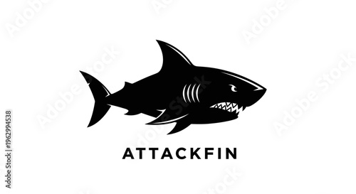 Black shark logo with fins.