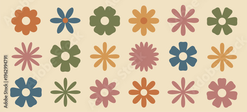 Retro floral pattern with muted colors vintage