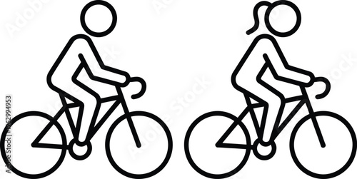 Two people riding bicycles in opposite directions on a shared path
