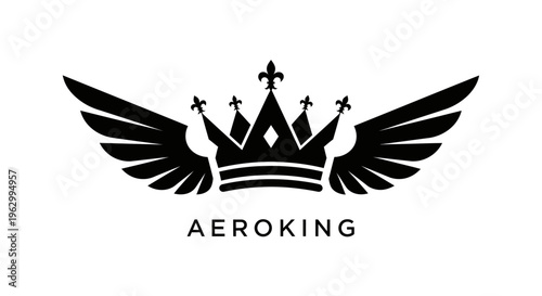 Black crown with wings logo symbol.