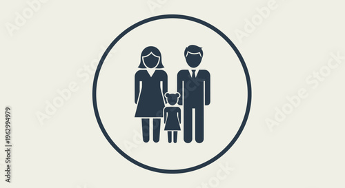 Family Icon With Two Adults Child.