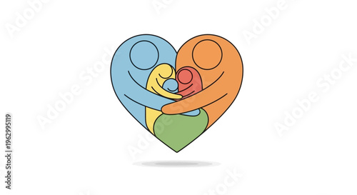 Quadro em tela Family love heart symbol illustration.