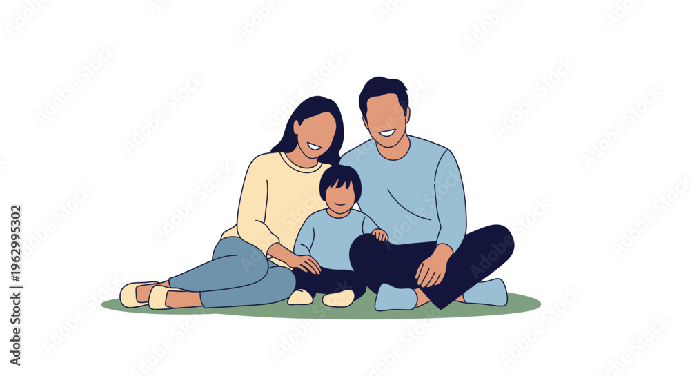 Fototapeta premium Family sitting together on floor.