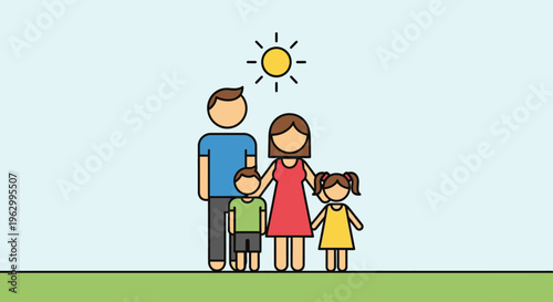 Happy family standing together outside smiling 1.