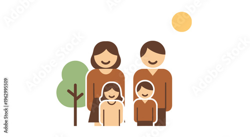 Happy Family Standing Together Outdoors Smiling.