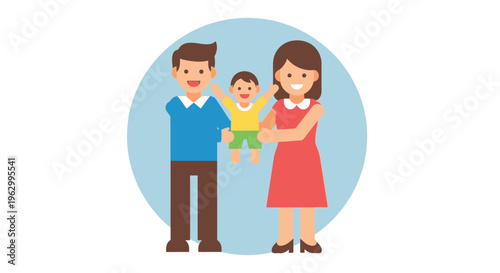 Happy family with little baby together.