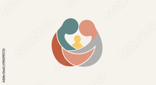 People Holding Hearts Together Symbol.