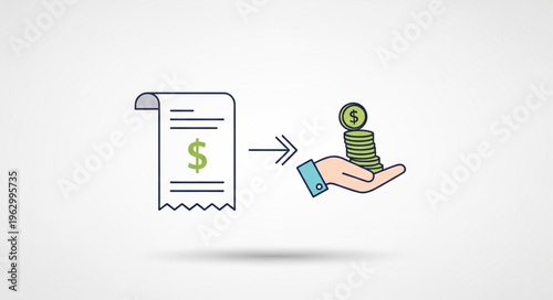 Receipt to Money Conversion - Financial Transaction Illustration.