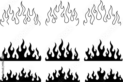 Vector Flame Silhouettes Set Isolated
