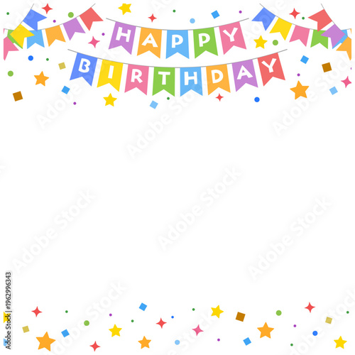 誕生日フレーム正方形 コンパクトなガーランド装飾背景