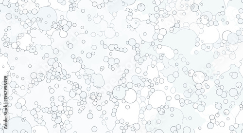 Abstract background features interconnected circles and amorphous shapes