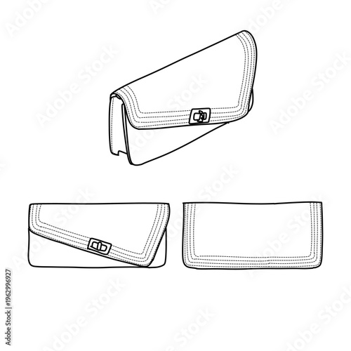 Fashionable Clutch Bag Design Illustration Set.
