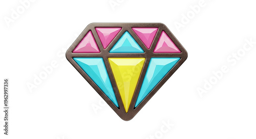 Multi-colored diamond emblem