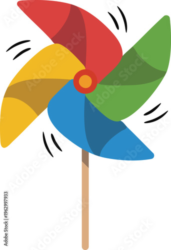 Colorful spinning pinwheel toy illustration