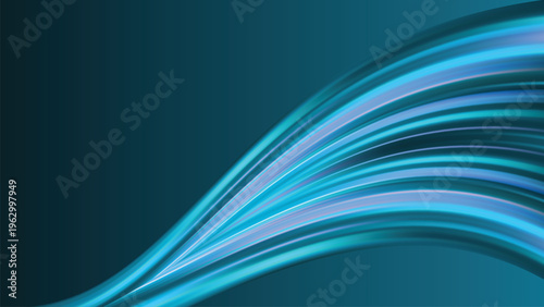 Luxury teal abstract wave background with glossy gradient motion and smooth flowing curved lines