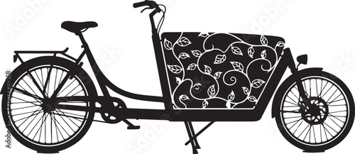 Black tricycle with floral pattern on sidecar bicycle