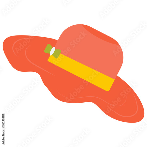 Red Summer Sun Hat Illustration