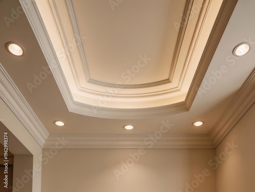 Interior Ceiling with Recessed Lighting and Molding