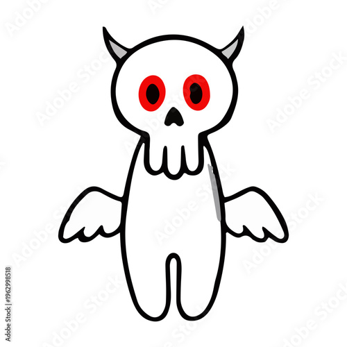 Cute Skull Monster with Wings