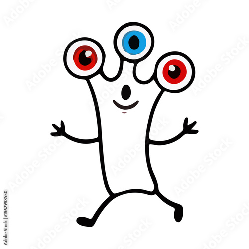 Cute Three-Eyed Cartoon Monster