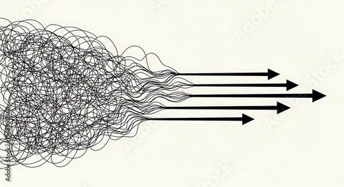 Chaos to Order Business Concept Minimalist Line Art Metaphor 