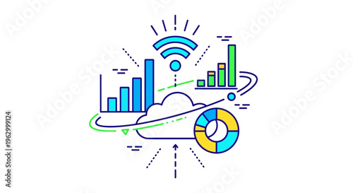 Infographic elements with cloud and wifi.