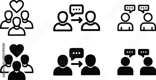 Social interactions and communication icons