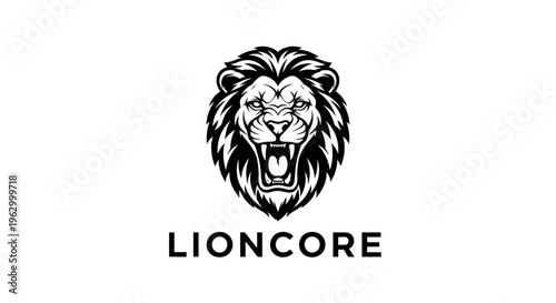 Lion head with open mouth roaring.